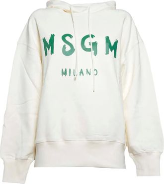 Msgm Felpa con cappuccio e logo - Bianco