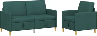 vidaXL Juego De Sof&aacute;s Con Almacenamiento 2 Uds. Verde Oscuro Poli&eacute;ster Vidaxl