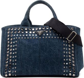 Prada Pre-owned Prada Denim Canapa Bijoux Satchel 3EI509RSM5BUSVYD