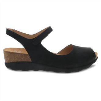Dansko Womens Marcy Cactus Waxy Cork Wedge Sandal In Black