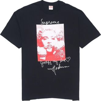SUPREME FW18 Madonna Tee Black Character Avatar Printing Short Sleeve Unisex SUP-FW18-002