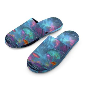 Generic Psychedelic Mushroom Forests Universes Mens House Slippers Slip Indoor Slipper On Shoes Warm Outdoor