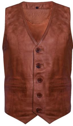 Infinity Leather Mens Leather Waistcoat Formal Traditional Gilet Vest