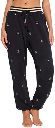 Spiritual Gangster Peace Embelem Hudson Cotton & Modal Sweatpants in Black at Nordstrom, Size X-Large