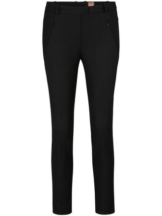 BOSS zip-detail slim-cut trousers - women - Cotton/Polyester/Polyurethane - 40 - Black