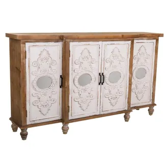 Wanderlust Deco Aparador de madera tallada marr&oacute;n 154x35x87