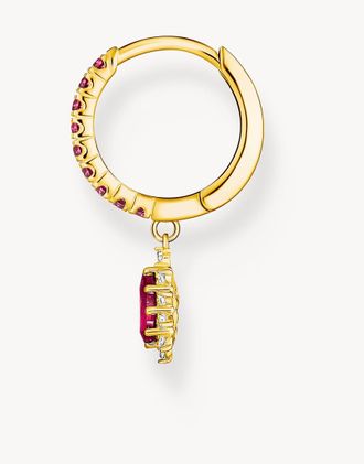 Thomas Sabo Vintage Romance - Orecchini a cerchio placcati oro con ciondolo in bianco, rosso e dorato