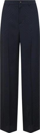 Gucci Wide Trousers, female, Blue, Size: M Silk jacquard trousers