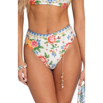 Agua Bendita Penelope Basket High Waist Bikini Bottoms in Blue at Nordstrom, Size X-Large