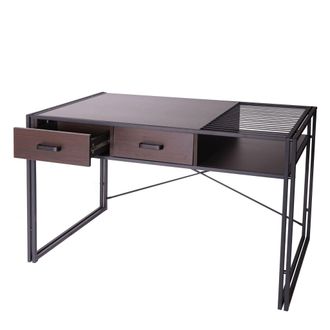 Hhg Hhg - Escritorio 453, Escritorio De Oficina Escritorio De Ordenador, Industrial 76x120x70cm, Marr&oacute;n Oscuro