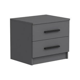 Dmora Mesita De Noche Iune, 2 Cajones, Un Estante, Apertura Deslizante, 50x47x40h Cm Negro Antracita