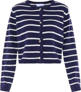 Usha Vest Dames MARINE WITTE STREPEN