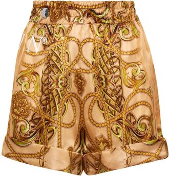 Philipp Plein Shorts New Baroque - Dames - Bermuda - Beige - S - Satijn - Korte Broeken