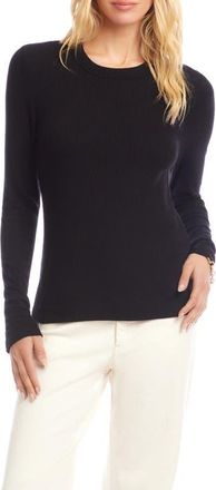 Karen Kane Long Sleeve Rib Top in Black at Nordstrom, Size X-Large