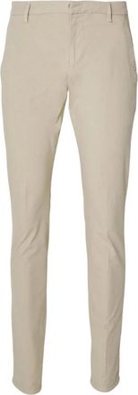 Dondup Slim linnen broek met logo - Heren - Slim Fit Broeken - Beige - W32 - Linnen - Broeken