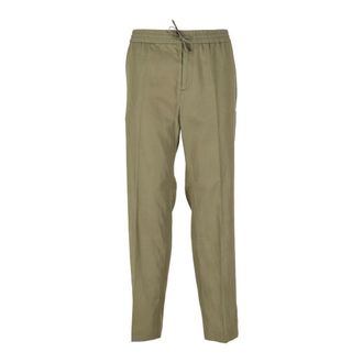 Calvin Klein Straight Trousers, male, Green, Size: W44 Tencel Cotton Linen Jogger Pants