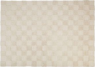 Maisons du monde Alfombra color crudo con cuadros afelpada 160 x 230