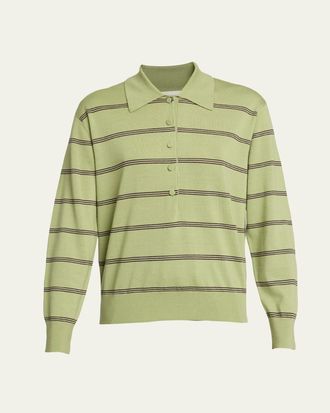 Dries Van Noten Tuno Striped Wool Polo Sweater