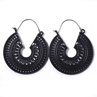 Generic Bohemian Openwork Metal Earrings Fashion Female Earrings,Black Stylish Convenient Design