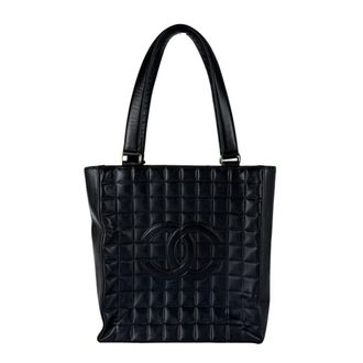 Chanel Black Leather Shoulder Bag Tote Bag (Pre-Owned)