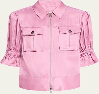 Cinq à Sept Holly Short-Sleeve Sateen Jacket