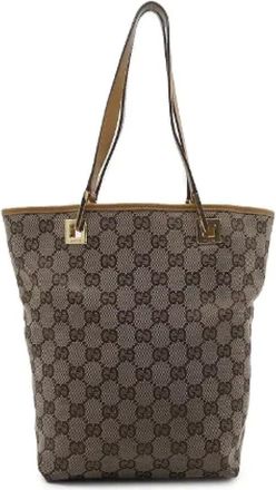 Gucci Pre-owned Tote Bags, female, Brown, Size: ONE SIZE Pre-owned Canvas handbags