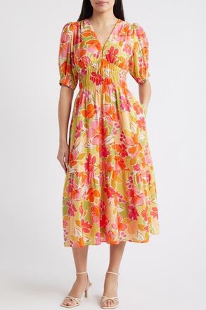 Vince Camuto Floral Midi Sundress in Pink Multi at Nordstrom, Size 12