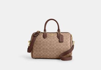 Coach Womens Rowan Large Satchel Bag in Brown | PVC