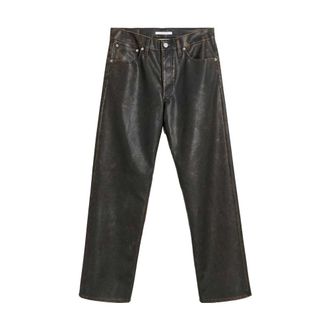 Sunflower Straight Trousers, male, Brown, W33, Brown Coated Loose Fit Jeans