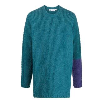 Off-white Mens Off-White SS22 Contrasting Colors Round Neck Knit Long Sleeves Wool Sweater Blue OMHE124F22KNI0015535IRISH