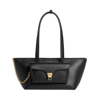 Coccinelle Double Beat Tote Bag - Dames - Shoppers - Zwart - ONE Size - Leer - Tassen