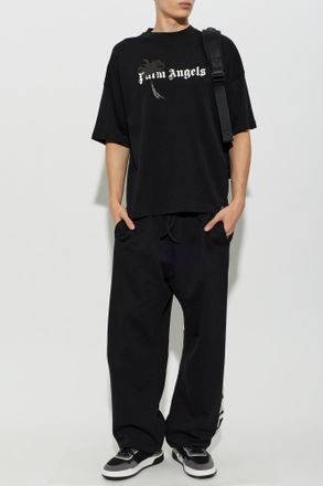 Palm Angels Cotton Printed T-shirt, Mens, Black