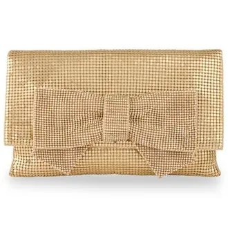 Whiting & Davis Gemma Crystal Bow Clutch in Metallic Gold at Nordstrom