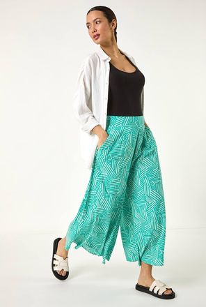 Roman Geometric Print Cullotte Trousers
