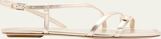 Stuart Weitzman Georgie Metallic Strappy Flat Sandals