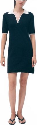 White + Warren Boucle Dress In Midnight/ivory Trim