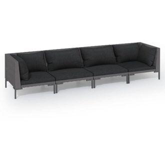 vidaXL 4 Pcs Conj. Garden Lounge Con Cojines De Mimbre Pew Grey Grey - 345479