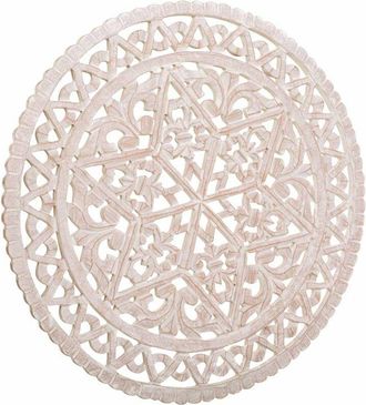 Wanderlust Deco Panel De Madera Artesanal Blanco 76x76x2,5