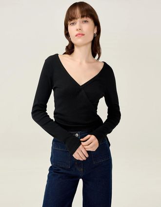 Omnes Womens Napeta Ballet Wrap Top in Black - Size: 18/16
