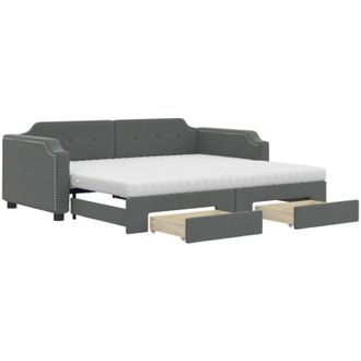 vidaXL Sof&aacute; Cama Nido Con Cajones Tela Gris Oscuro 90x190 Cm Vidaxl