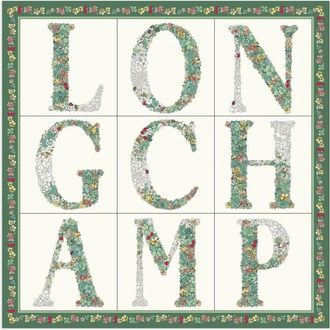 Longchamp Foulard a fiori in seta con monogramma - Verde