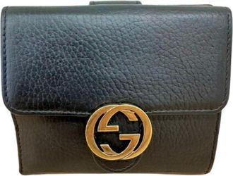 Gucci Beige Black Leather Wallet (Bi-Fold) (Pre-Owned)