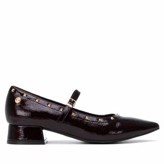 Xti Womens Patent Leather Low-Heel Mary Jane Shoes In Burgundy