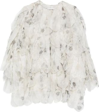 Max Mara Chiffon Floral Ruffled Jacket