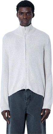 Our Legacy Truien & Vesten, Heren, Grijs, L, Zijden Cardigan met Ritssluiting en Trechterhals