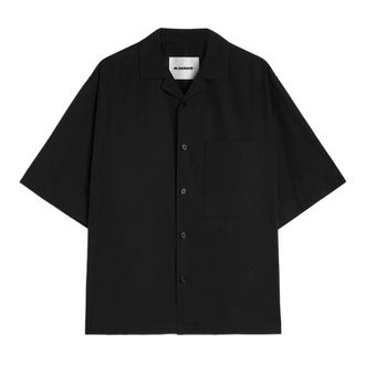 Jil Sander Short Sleeve Shirts, male, Black, Size: M Oversized Cotton Poplin Shirt