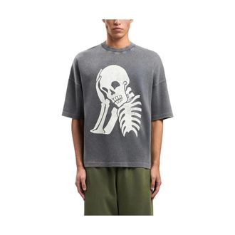 Palm Angels T-Shirts, male, Gray, Size: 2XL Skull Print T-shirt