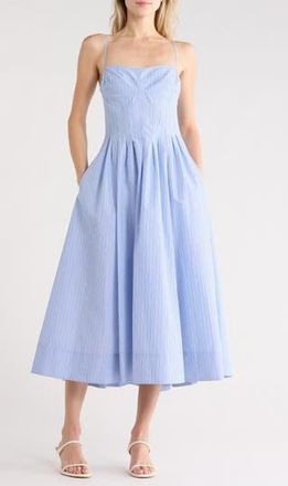 SIMKHAI Kittiya Sweetheart Fit & Flare Dress in Harbor Blue Stripe at Nordstrom Rack, Size 8