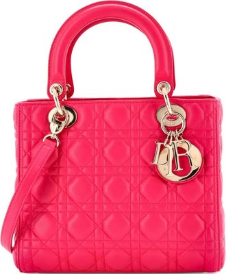 Dior Borsa a tracolla Lady Dior media in pelle di agnello trapuntata con motivo Cannage - Rosa