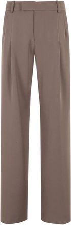 Federica Tosi Taupe Cady Wijde Pijp Broek - Dames - Straight fit broeken - Bruin - M - Broeken